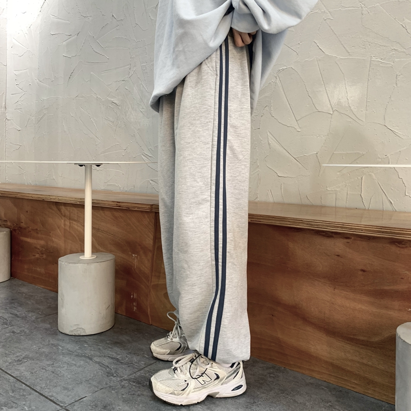 2025 American Striped Sport Pants Loose Sweatpants Drawstring Ankle Pants Work Pants Wide Leg Pants Floor-Length Pants Casual Women