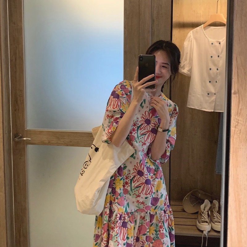 夏天長裙氣質法式設計感碎花裙女休閒沙漏型身材連衣裙夏2025新款
