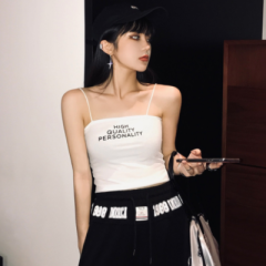 夏季冰絲吊帶背心方領修身百搭帶胸墊外穿內搭打底上衣抹胸