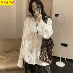 慵懶風鏤空白色針織衫上衣女春秋2025新款設計感小眾百搭開衫外套