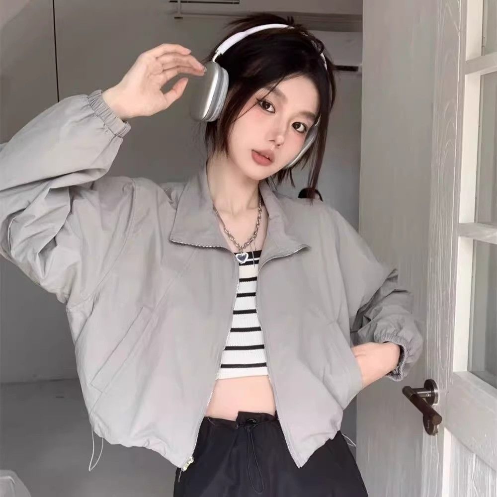 原版防曬風衣面料防曬衣女短款外套薄款百搭寬鬆