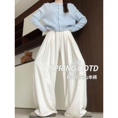 White milky Yamamoto pants for women in spring and summer 2025 new loose lazy casual ice silk wide-leg pants