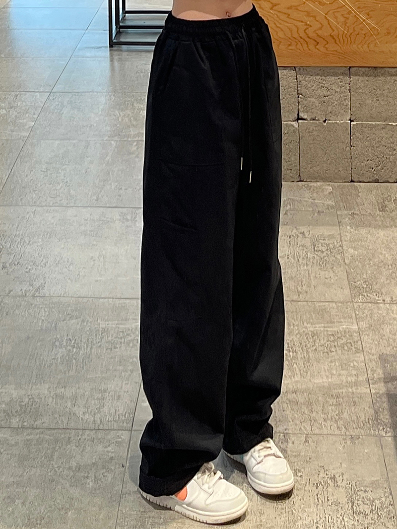 實拍 純棉 春季工裝褲寬鬆直筒高腰顯瘦休閒闊腿褲