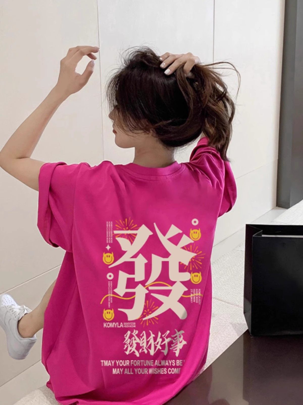 高品質純棉220克精梳緊密100%棉直播同品寬鬆短袖t恤女