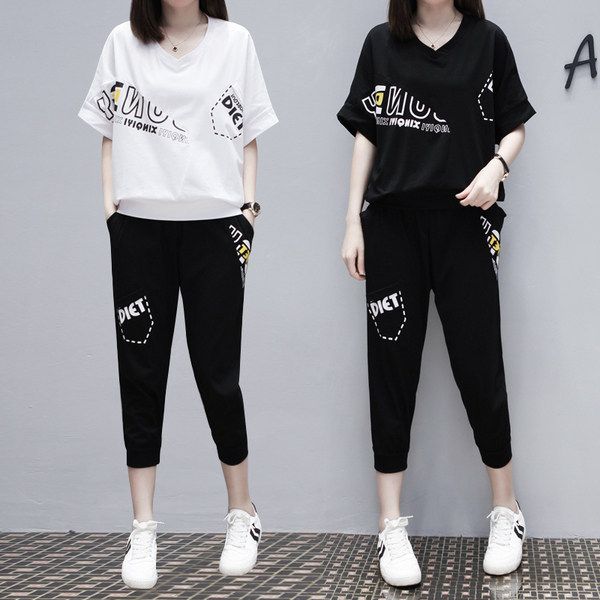200斤大碼女裝2025新款夏季套裝寬鬆休閒胖mm減齡洋氣兩件套