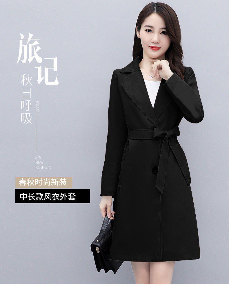 Trench coat for women mid-length British style jacket spring and autumn new temperament fashionable high-end Korean loose coat