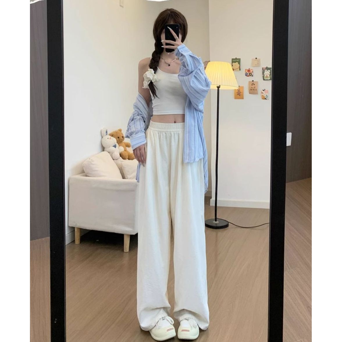 Spring season breastfeeding pants for women light color pants commuting wide-leg casual straight sports sweatpants versatile straight pants for women