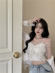 設計感吊帶背心女夏季新款內搭性感外穿ins超火法式白色上衣