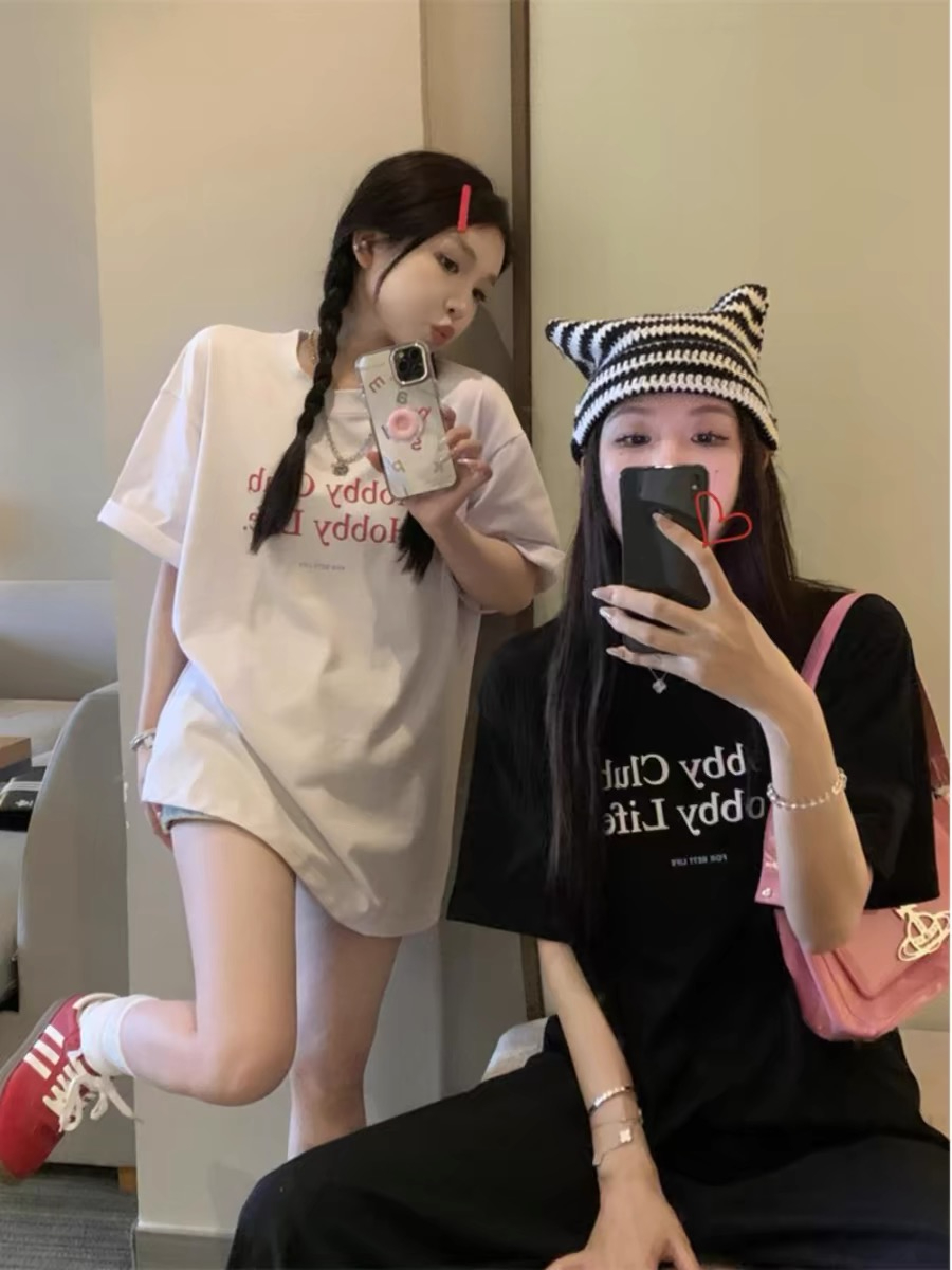 春夏季個性短袖t恤女寬鬆韓版設計感新款百搭上衣