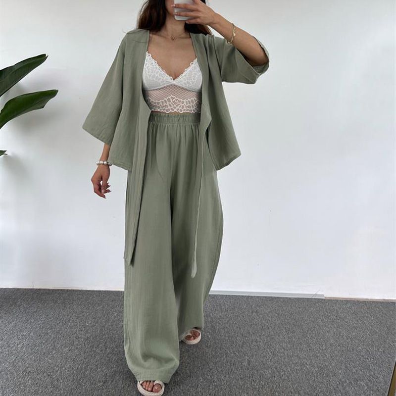 European and American Amazon autumn and winter TEMU new solid color button cardigan lapel casual fashion women two-piece set women