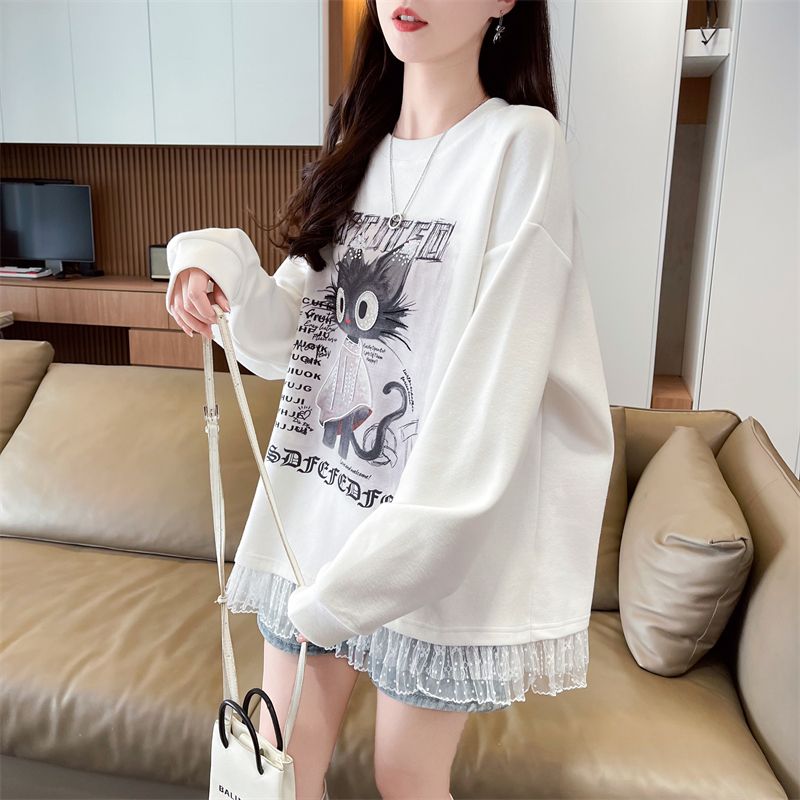 Real shot of 2025 spring and autumn thread German velvet polyester fiber new loose base shirt T-shirt for women