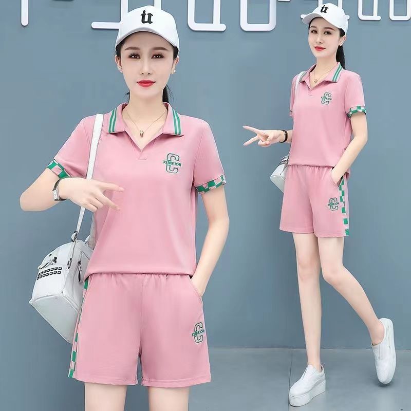 運動服套裝2025夏季新款薄款寬鬆大碼休閒時尚短袖短褲兩件套
