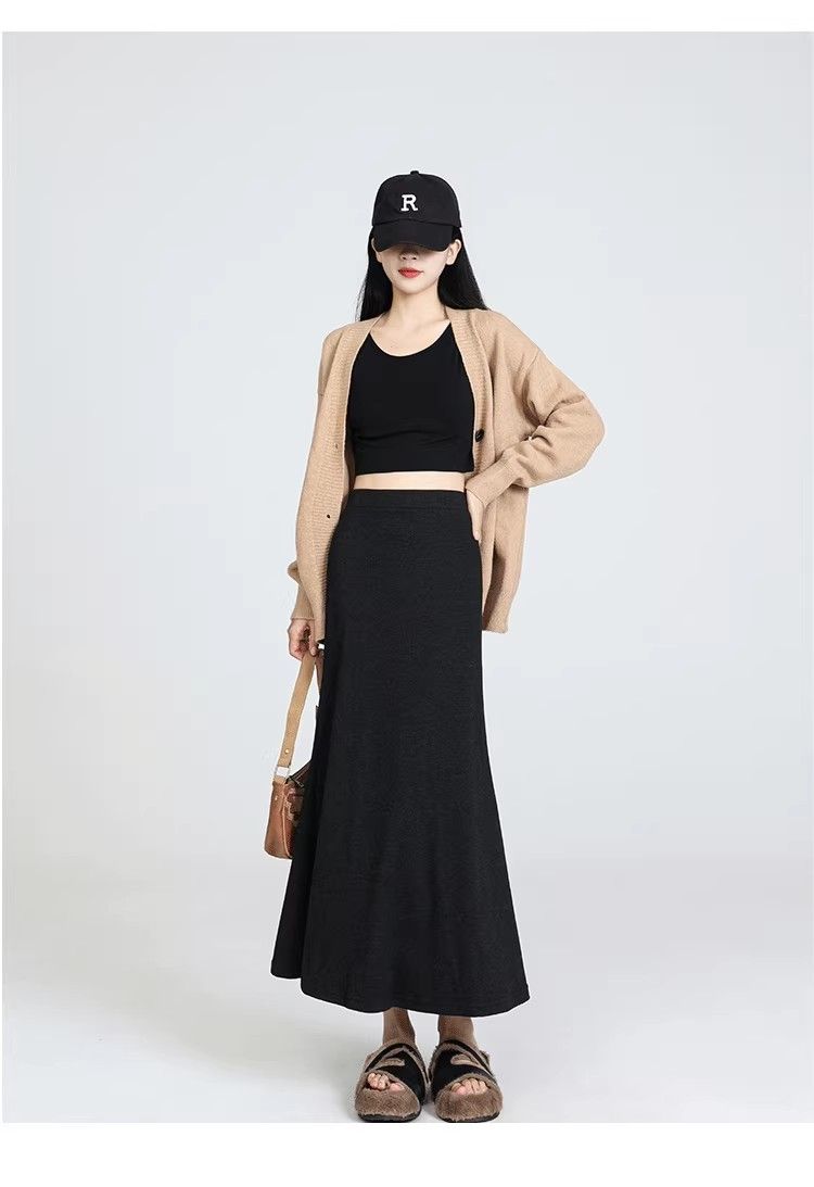 High-end fishtail skirt for women in spring and autumn style versatile temperament A-line hip-pack skirt to make them look slim and elegant half-body long skirt