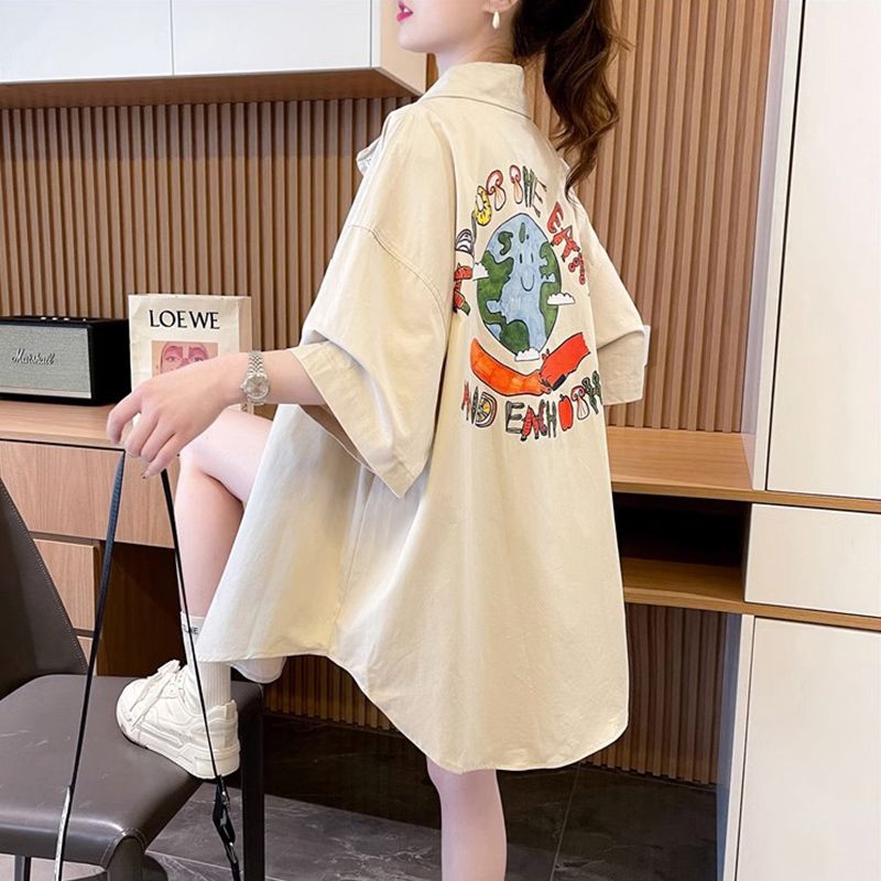 Official image imitation Tennis 100 cotton 2025 summer thin short-sleeved shirt with loose shirt jacket for women