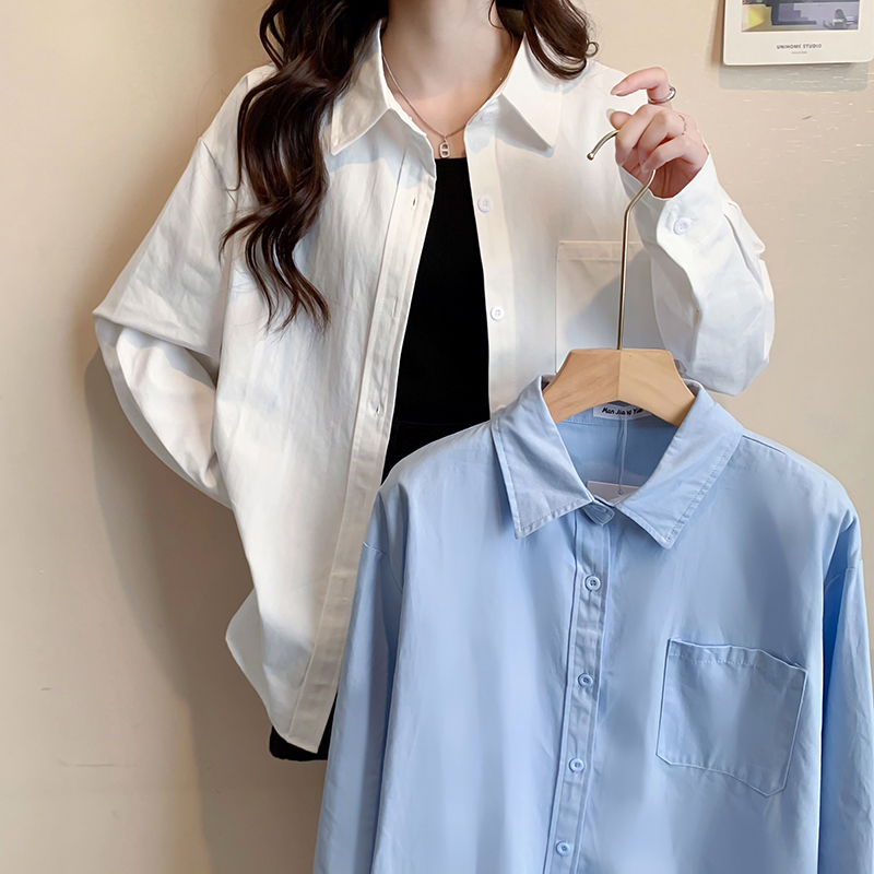 Real photos are specially designed for spring and autumn 2025 versatile solid color design for women POLO collar long-sleeved shirt