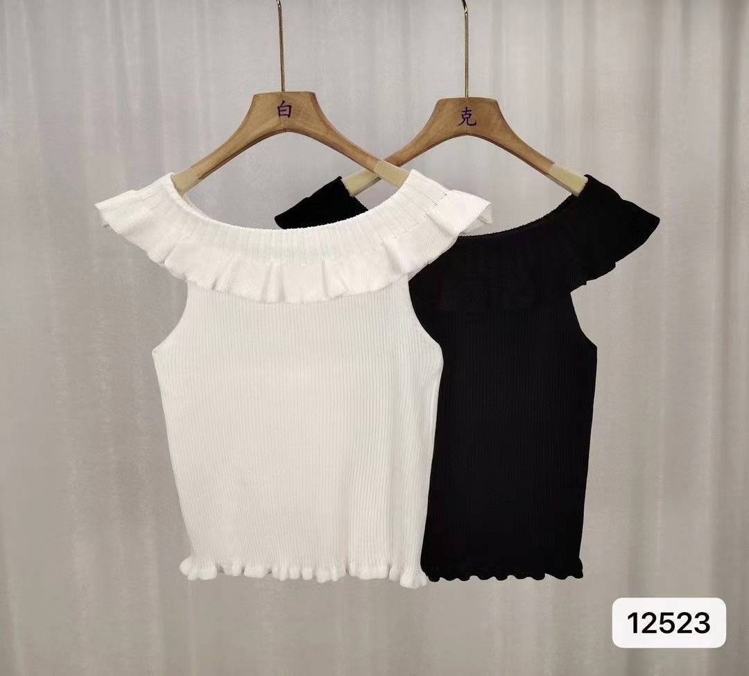 2025 Spring and Summer New One-length Shoulder-Off Korean, Japanese, European and American street cute little fresh literary girl ins trendy knitted back X