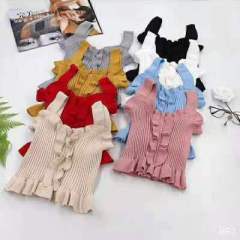 小吊帶外穿ins甜美夏季韓版木耳邊打底背心短款a露臍針織上衣