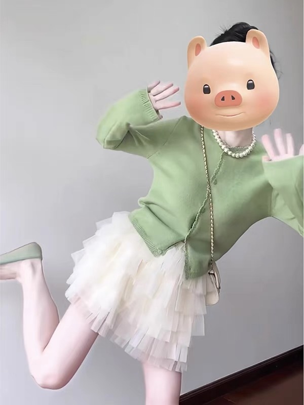 多巴胺薄荷曼波綠色針織開衫女春夏薄款外搭防曬罩衫披肩外套上衣