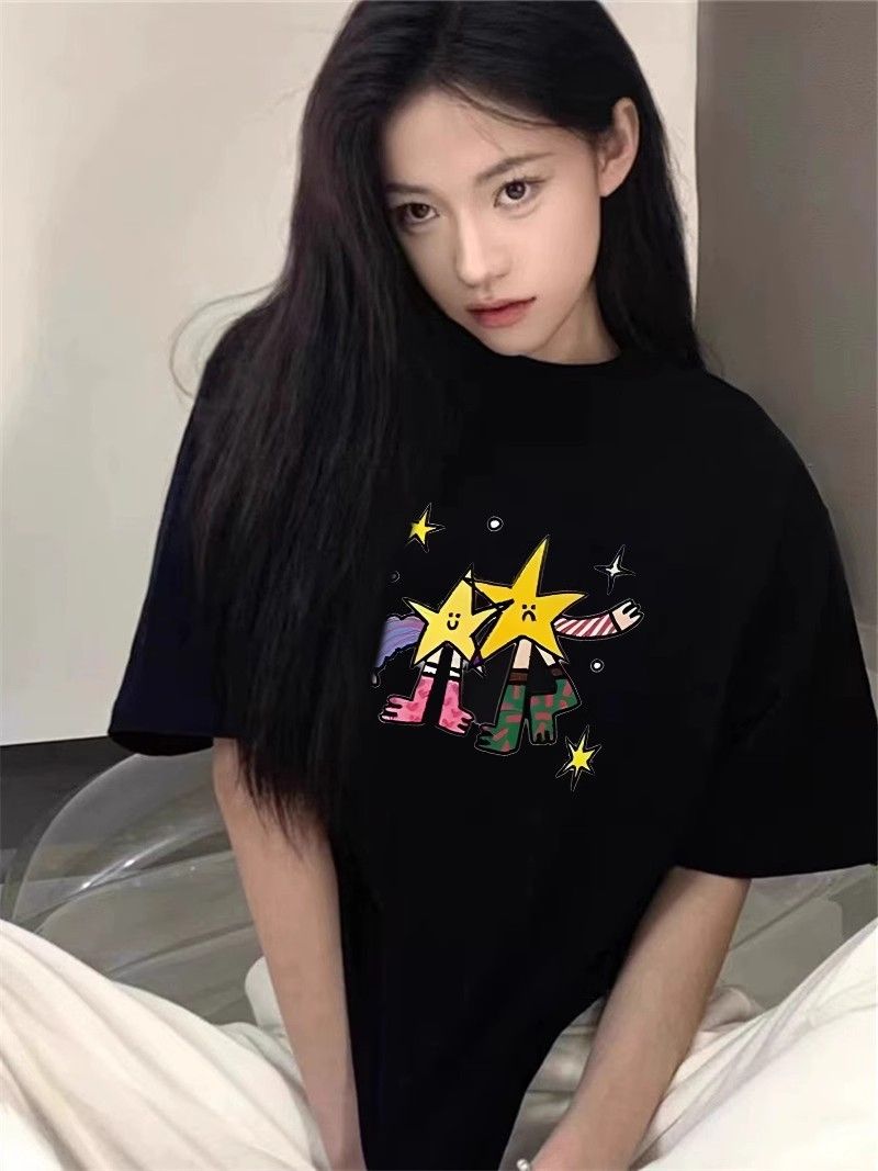 高品質純棉220克精梳緊密100%棉 寬鬆短袖t恤女