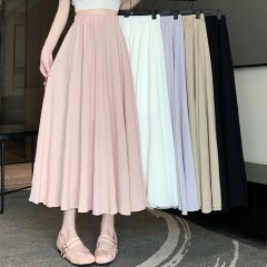 Elegant Linen Cotton Beige Half-Skirt for Women - Summer New Arrival Medium-Length Loose Fitting Slimming A-Line Maxi Dress