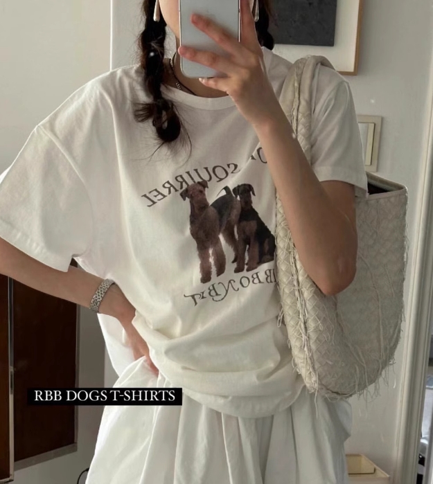 簡約字母印花白色t恤女寬鬆薄款純棉短袖韓版休閒上衣