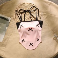 French bow cross design niche sweet and cool hot girl suspender vest women wear inside and outside with halter neck top summer