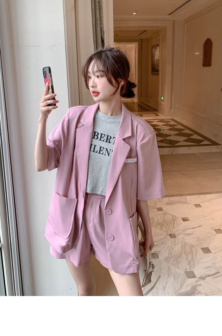 Fashionable small suit suit for ladies thin 2025 summer new Korean casual suit jacket shorts two-piece set