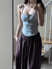 官圖 92棉/8氨綸40支210g純棉 灰色小吊帶背心女夏季