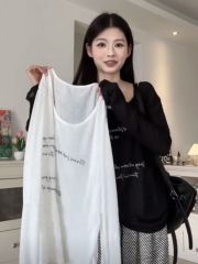 簿款字母印花T恤女中長款遮***防曬罩衫寬鬆長袖