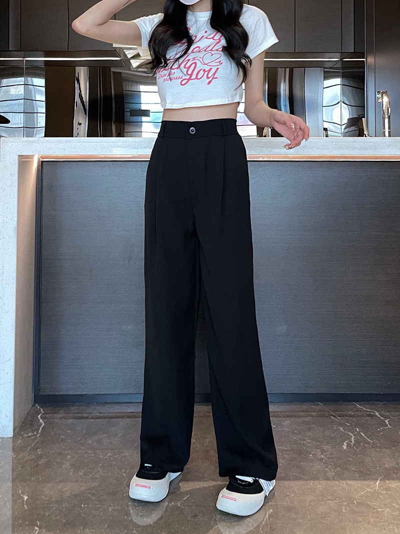 Real photo of filament and western suit pants for women in summer straight-down wide-leg pants high-waist casual pants