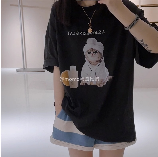 韓國外貿韓版夏季新款短袖t恤女寬鬆韓版時尚百搭短袖上衣女裝