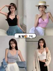 ins洋氣四季百搭固定杯v領吊帶背心