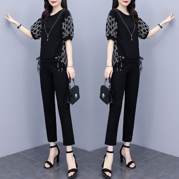 Fashion large-size women's clothing, meat cover short-sleeved loose suit for women 2025 summer new fat mm casual two-piece set