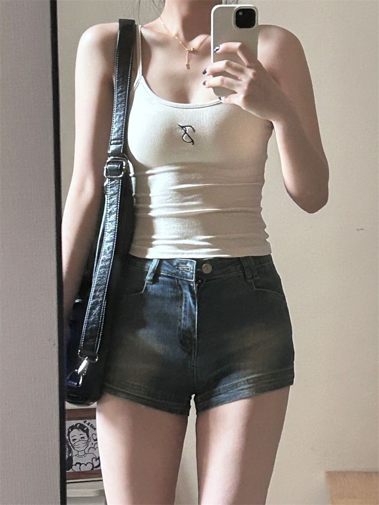1*1莫代爾純欲風小吊帶背心女辣妹設計感小眾內搭修身短款上衣