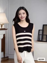 2025 spring and summer new striped embroidered suspenders ins trendy brands Korean, Japanese, European and American street French design knitted vest S