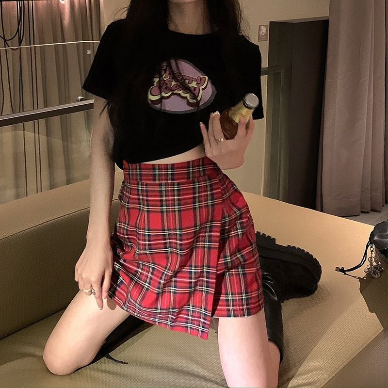 小個子短款T恤女玫紅色2025新款純欲風短袖露腰修身顯瘦上衣內搭