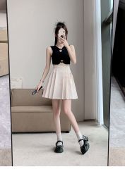 Chinese style new large-size fat MM elastic waist Chinese pleated short skirt high waist jacquard fashionable slim skirt