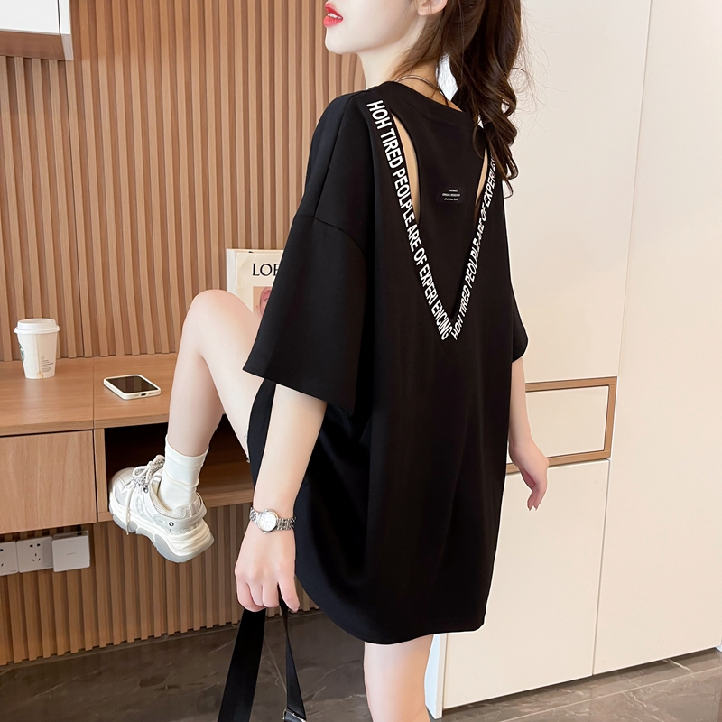 Real shot of 100% pure cotton/back-closed letters have been changed to the popular hollow cotton short-sleeved T-shirt women's tops this year