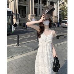 Sweet Style New Chinese Lace Camisole Dress for Women 2025 Summer Fashion High-Waist Tiered Cake Dress Long Skirt