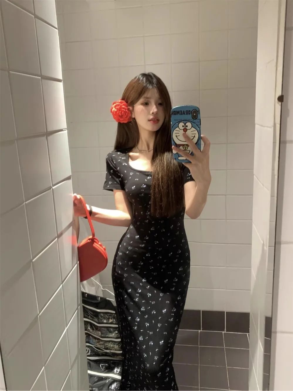 純欲甜辣妹碎花短袖針織連衣裙女夏性感修身顯瘦包臀短裙子