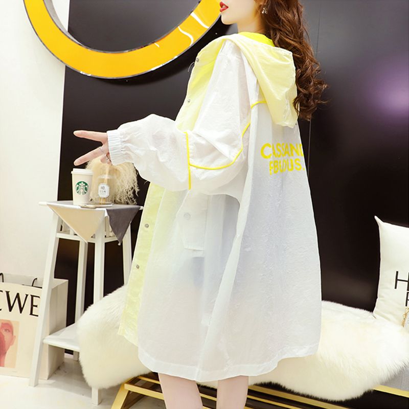 Official photo of polyester 2025 summer thin hooded sun protection clothes for women loose mid-length jacket top