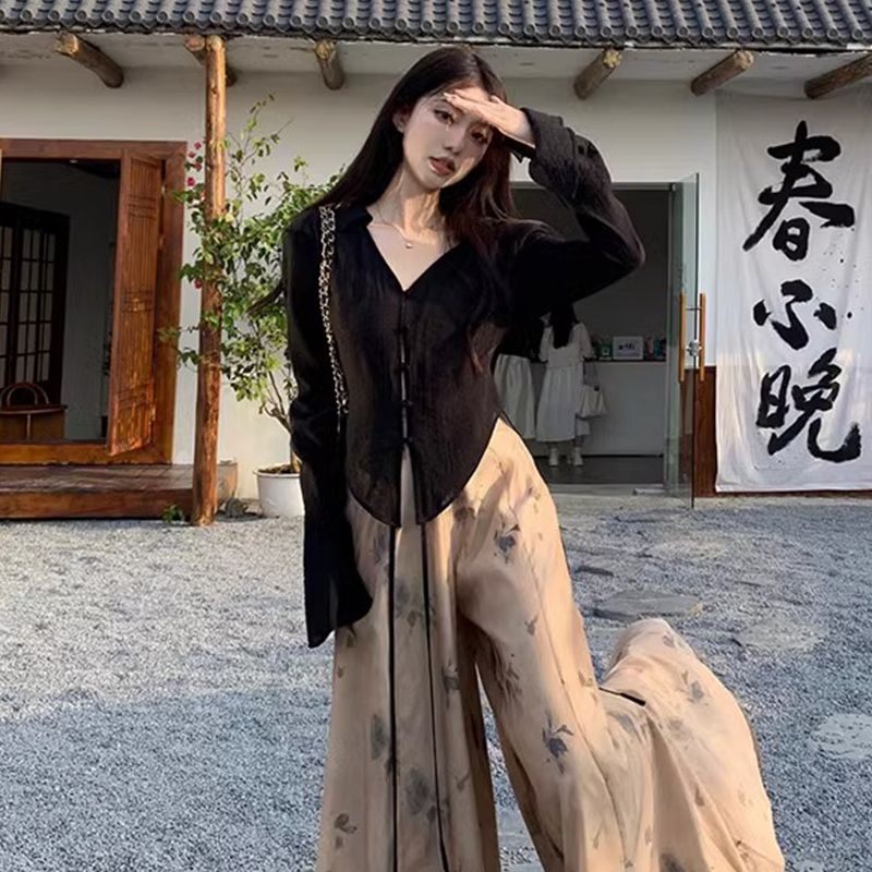 春夏防曬衫新中式國風長袖襯衫女清冷系禪意氛圍感上衣