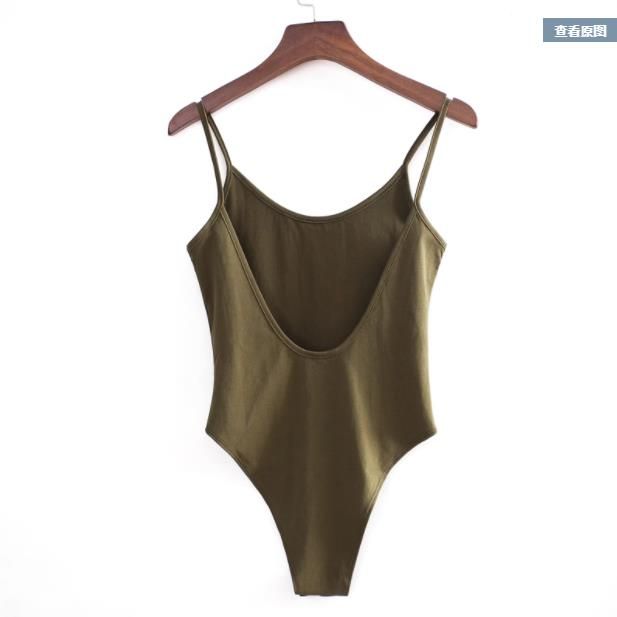 New summer style deep U sexy backless one-piece suspender slim fit slim fit buckle vest one-piece