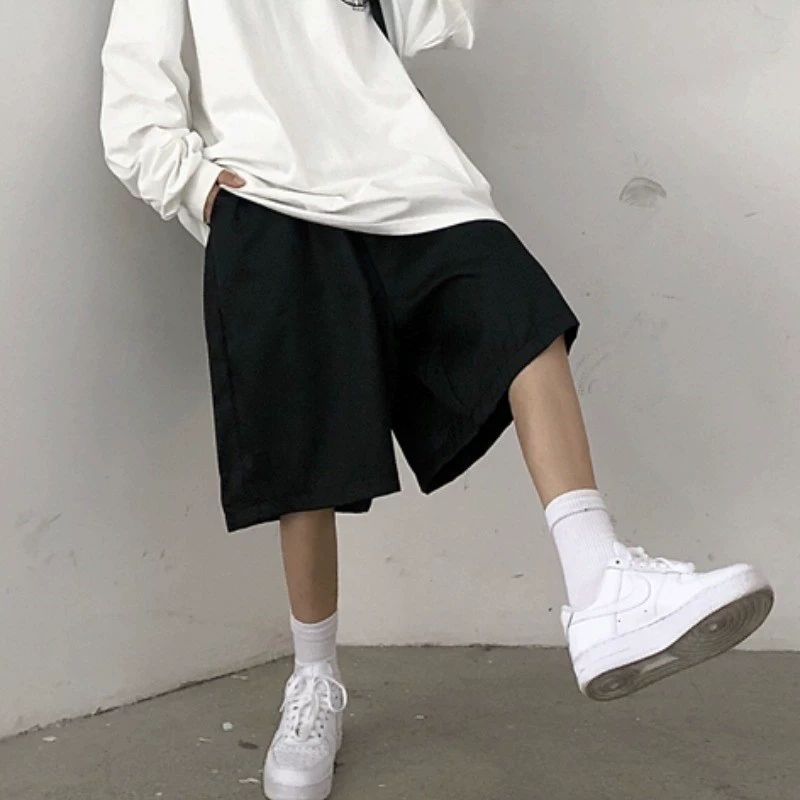 2025 spring and summer Korean version of straight shorts high waist wide-leg five-leg pants loose student casual pants pants for women
