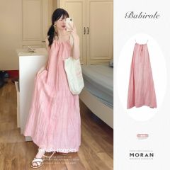 Pink suspender long skirt women's summer new style beach vacation beach dress halter neck design niche skirt