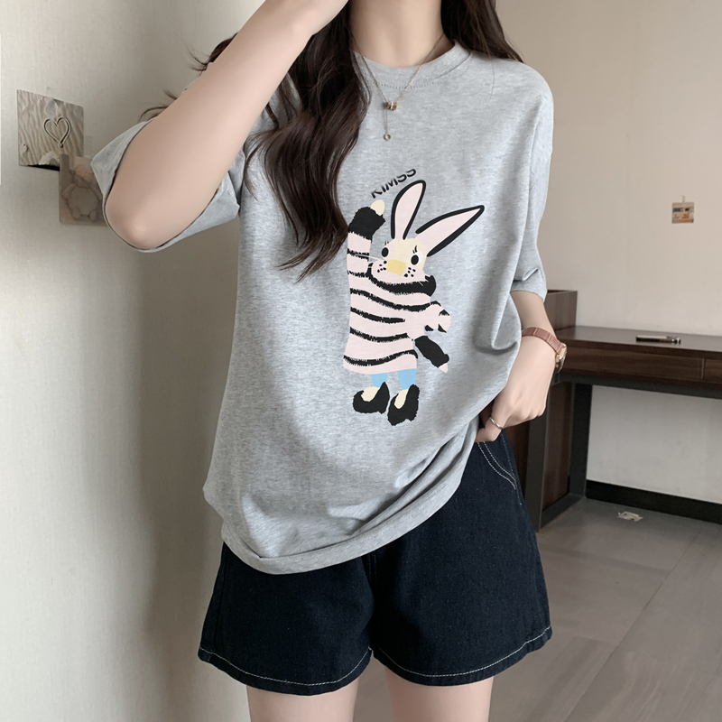 簡約百搭白色短袖T恤女夏季新款韓版寬鬆時尚洋氣圓領上衣潮