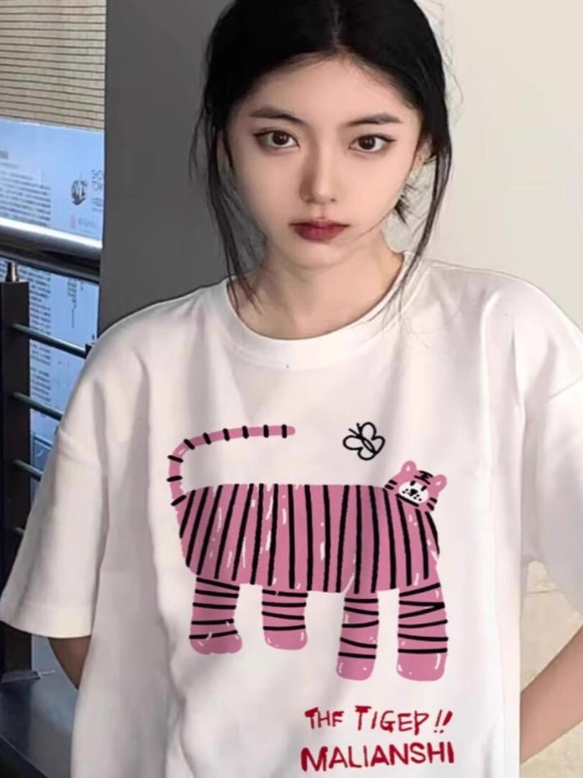 高品質純棉220克精梳緊密100%棉 寬鬆短袖t恤女