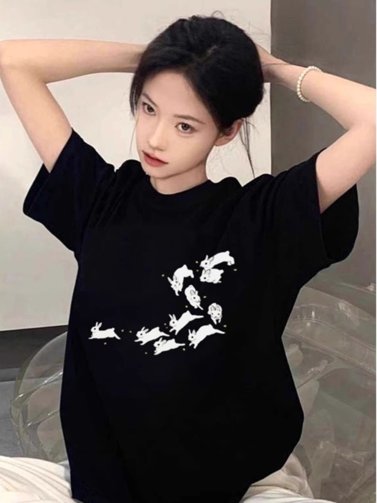 高品質純棉220克精梳緊密100%棉 寬鬆短袖t恤女