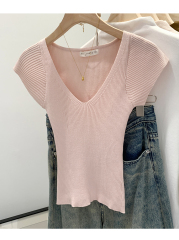 韓系別致chic氣質薄款無袖坎肩V領針織衫女夏季2025新款修身上衣