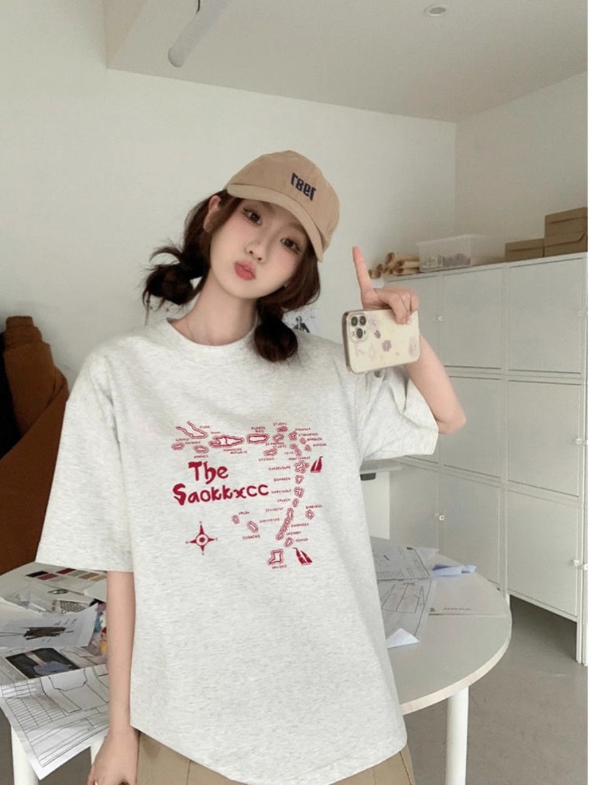 高品質純棉220克精梳緊密100%棉 寬鬆短袖t恤女